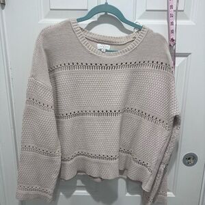 Lucky brand Women's open knit Sweater- oatmeal